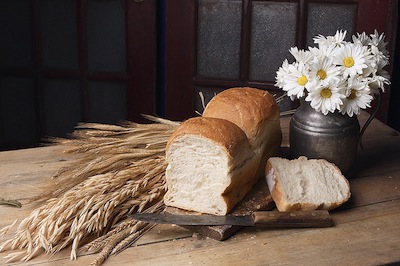 a loaf of bread and a knife