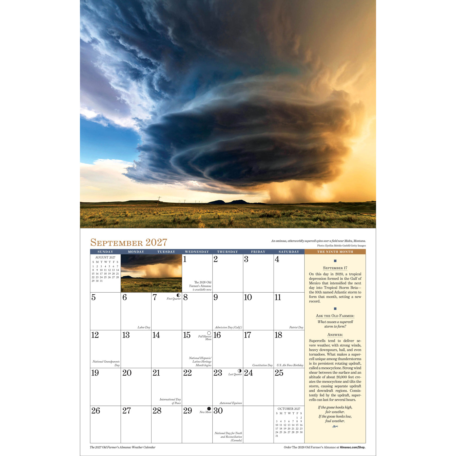 2027 Weather Calendar Spread