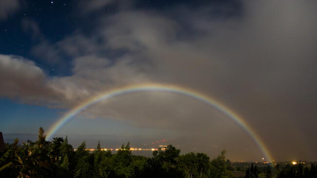 a moonbow in kula, hawaii