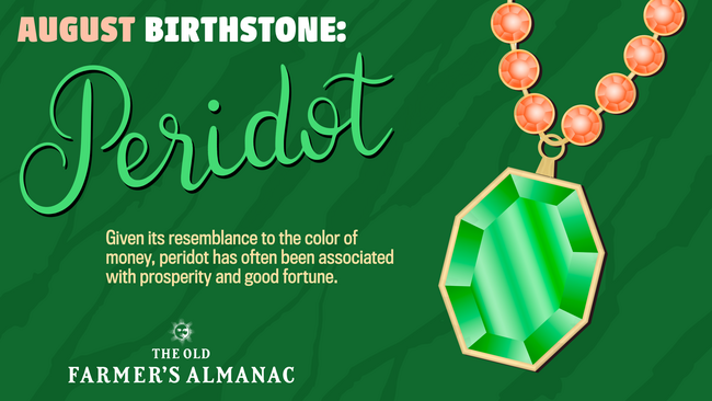 august birthstone peridot infographic