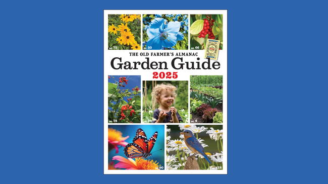 2025 Garden Guide cover on a blue background