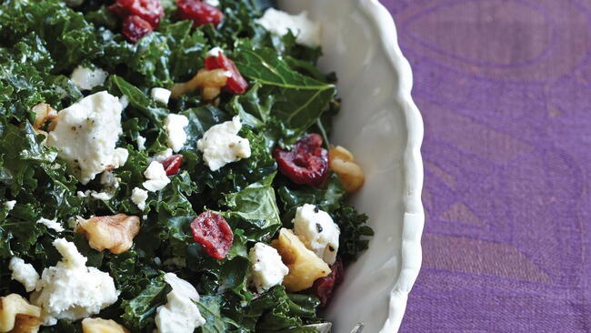 Kale Salad Cranberries Feta Walnuts