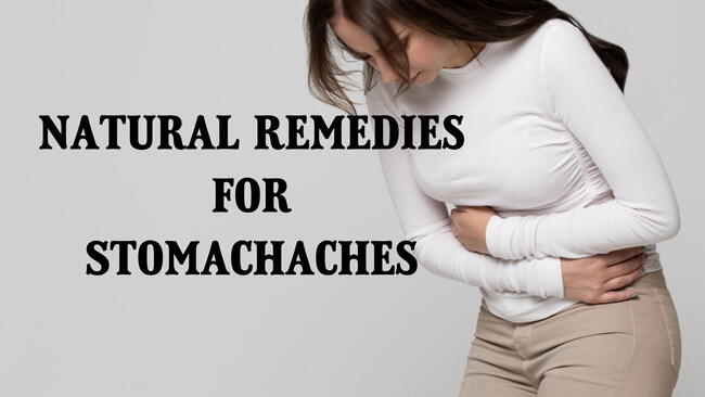 Natural Remedies for Stomachaches. Woman holding her stomach