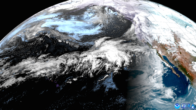 Illustration of earth from space, with US state lines visible