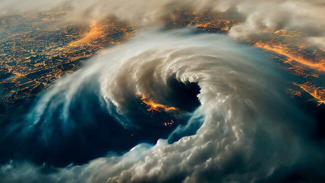 Hurricane Florence over Atlantics. Satellite view. Super typhoon over the ocean. The eye of the hurricane. The atmospheric cyclone.View from outer space Some elements of this image furnished by NASA