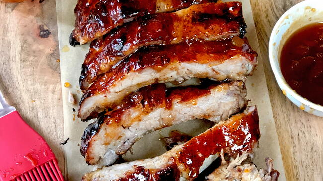 Apricot Sriracha-Glazed Baby Back Ribs