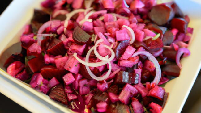 Beet and Turnip Salad with onions