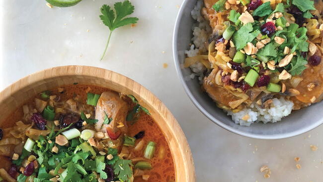 coconut curry pork with cranberries