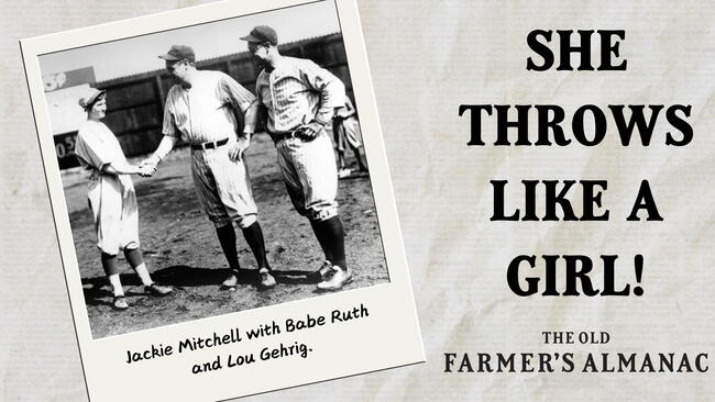 Jackie Mitchell with Babe Ruth and Lou Gehrig