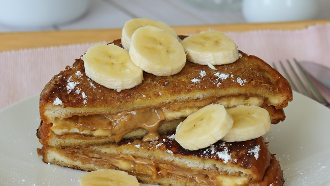 banana stuffed peanut butter french toast