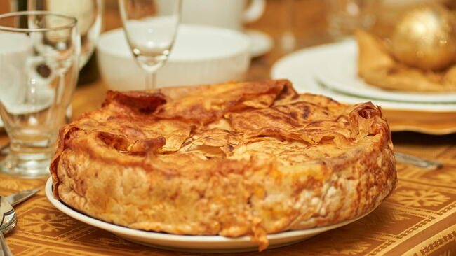 Timballo typical Italian food based on secret family recipe handed down by generations from Abruzzo Teramo region of Italy.