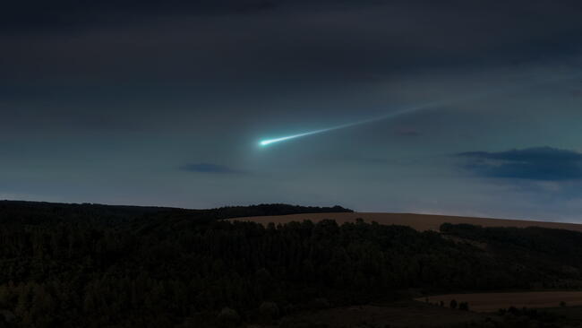 Shooting Star Over Hills