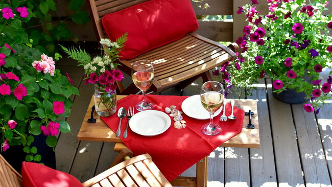 Relaxing on patio