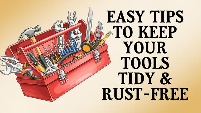 illustrated red toolbox with wrenches, hammer, tape measure and more