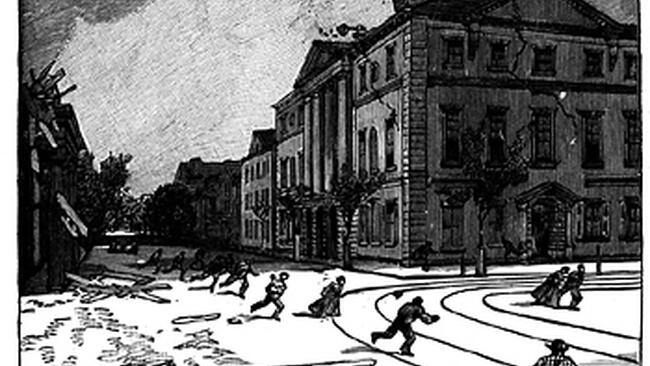 line drawing of the Charleston Earthquake