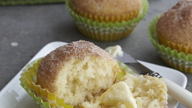 French morning muffin on a plate with butter