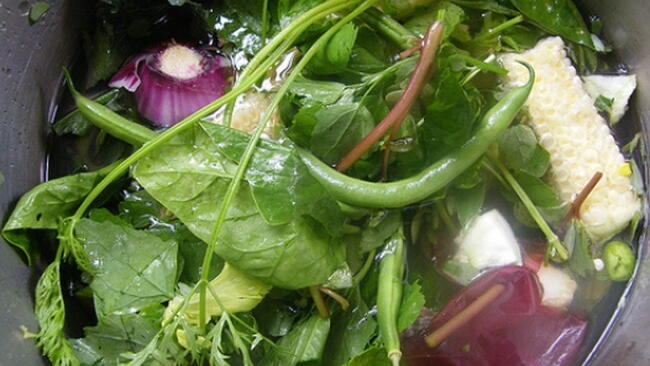 broth with garden vegetables