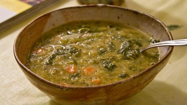bowl of lentil and vegetable soup