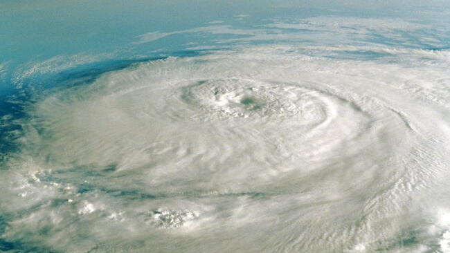 aerial view of swirling storm clouds
