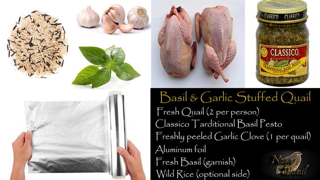 everything you need to cook Basil & Garlic Stuffed Quail