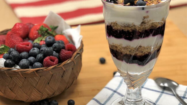 Yogurt-Blueberry Parfaits with Maple-Walnut Granola