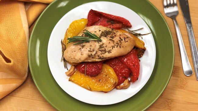 Chicken With Roasted Bell Peppers and Rosemary