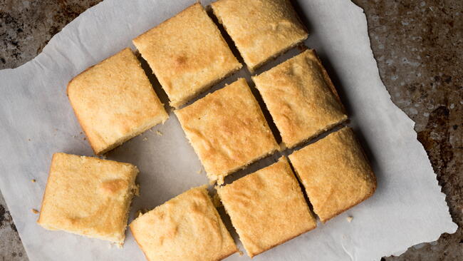 fresh cornbread, cut into squares