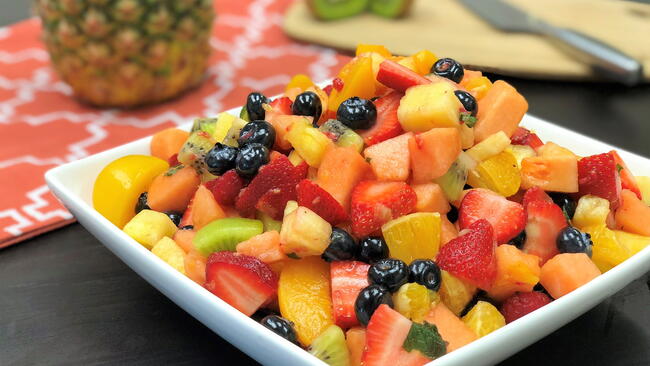  Fruit Salad With Maple Mint Dressing