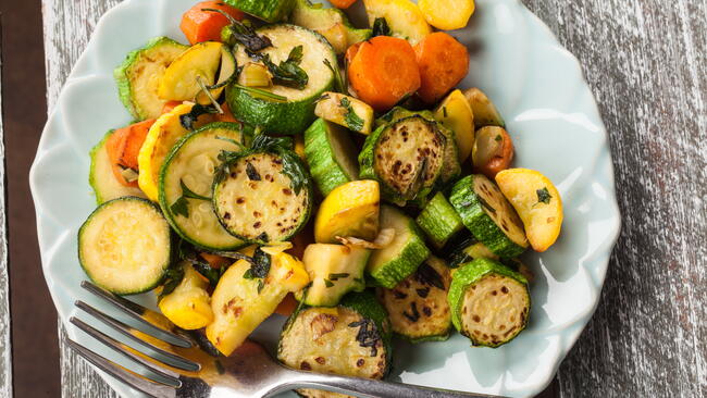 Grilled Baby Vegetables with Garlic-Saffron Butter