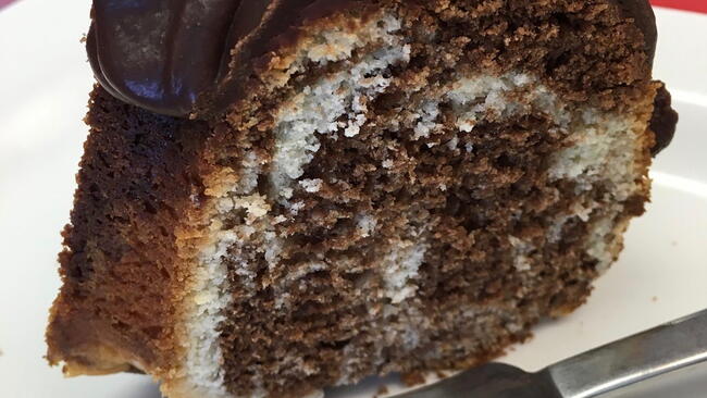 Marble Bundt Cake with Chocolate Glaze