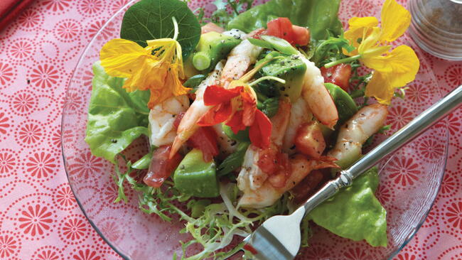 Nasturtium and Shrimp Salad Appetizer