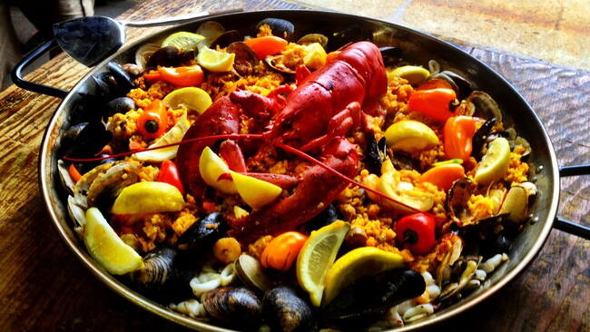 Paella with lobster