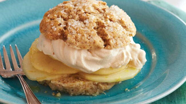 Hazelnut Shortcakes with Honeyed Pears