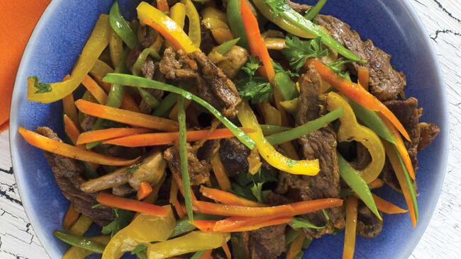 Gingered Beef, Snow Peas, and Carrots