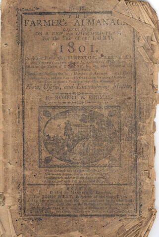closeup of a section of the cover of the 1801 Old Farmer's Almanac
