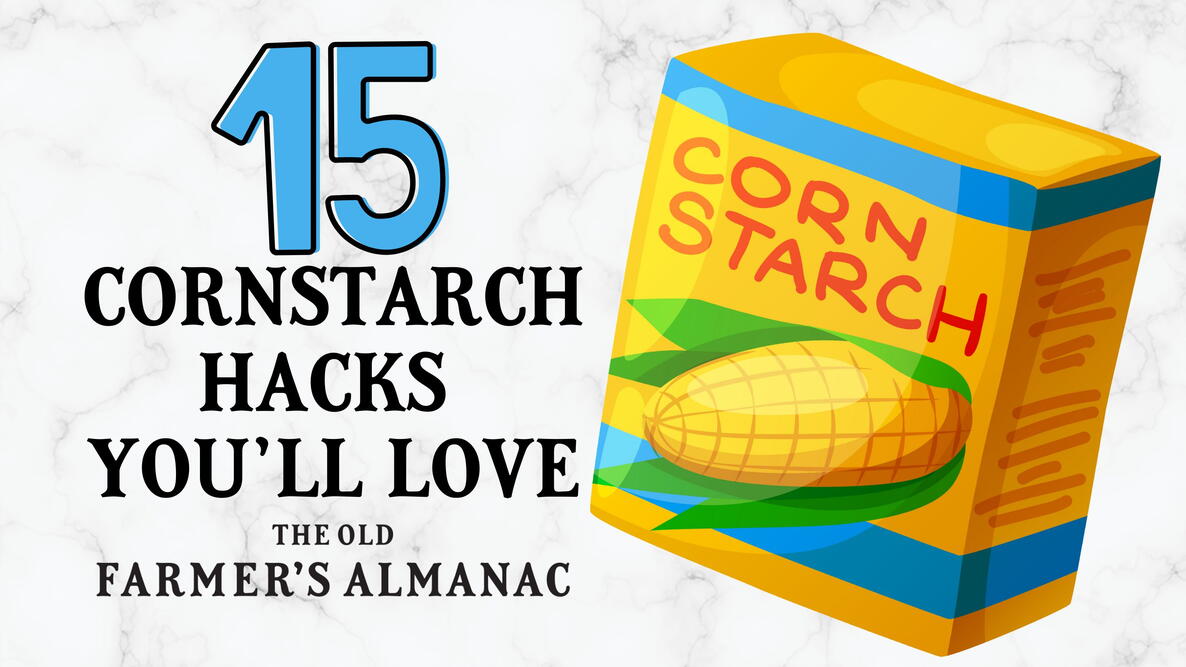 15 cornstarch hacks you'll love, illustration of yellow and blue corn starch box