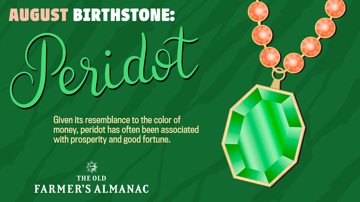 august birthstone peridot infographic