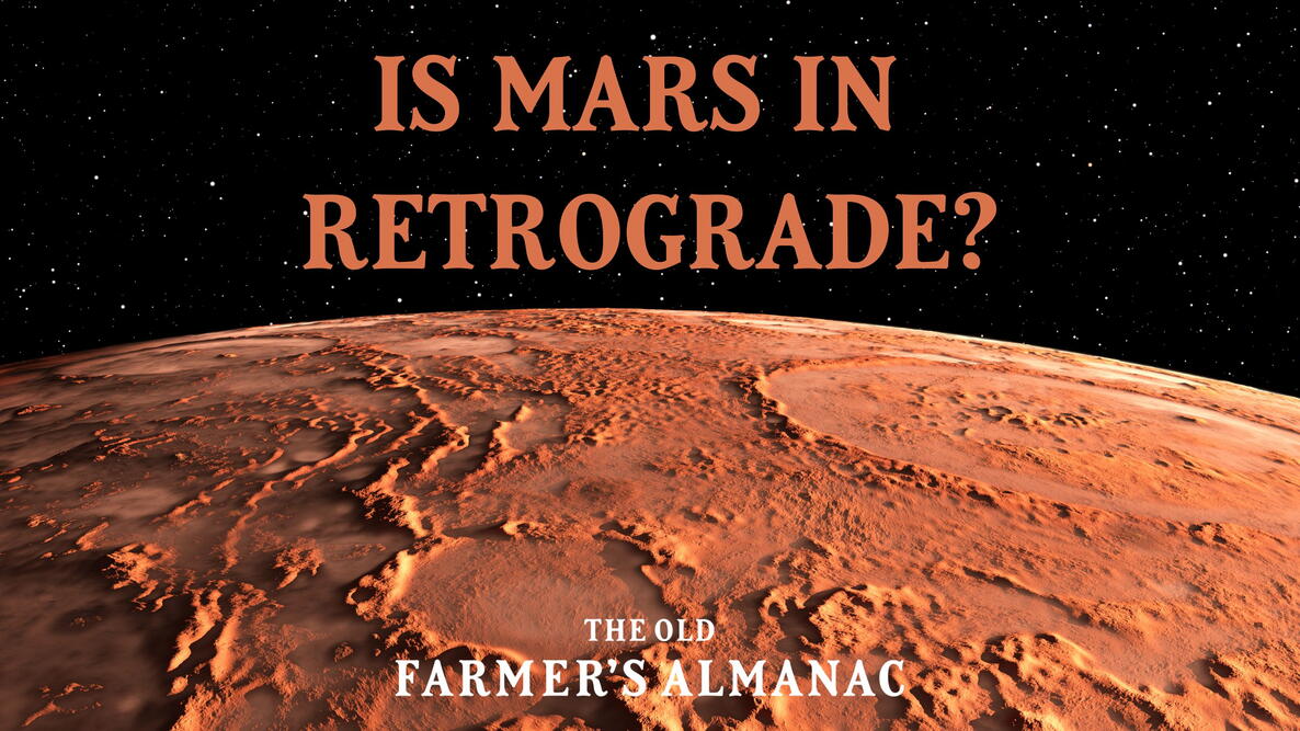 Mars Retrograde.  Mars - the red planet. Martian surface and dust in the atmosphere. 3D illustration