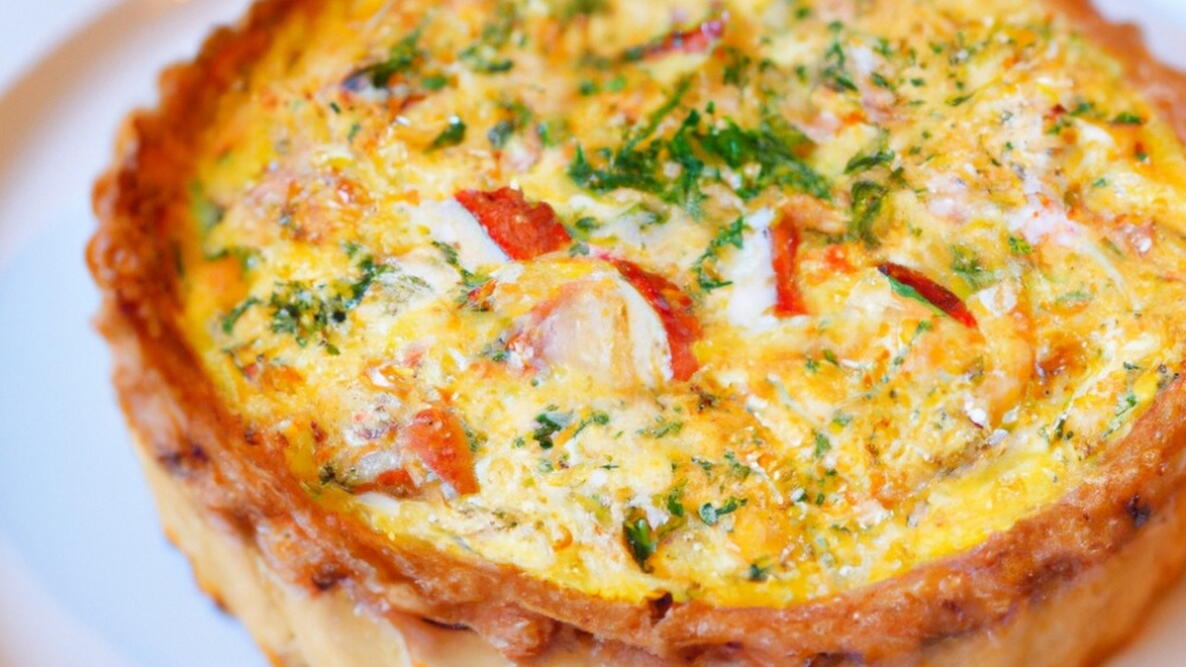 Quiche with lobster and swiss cheese in a pastry crust