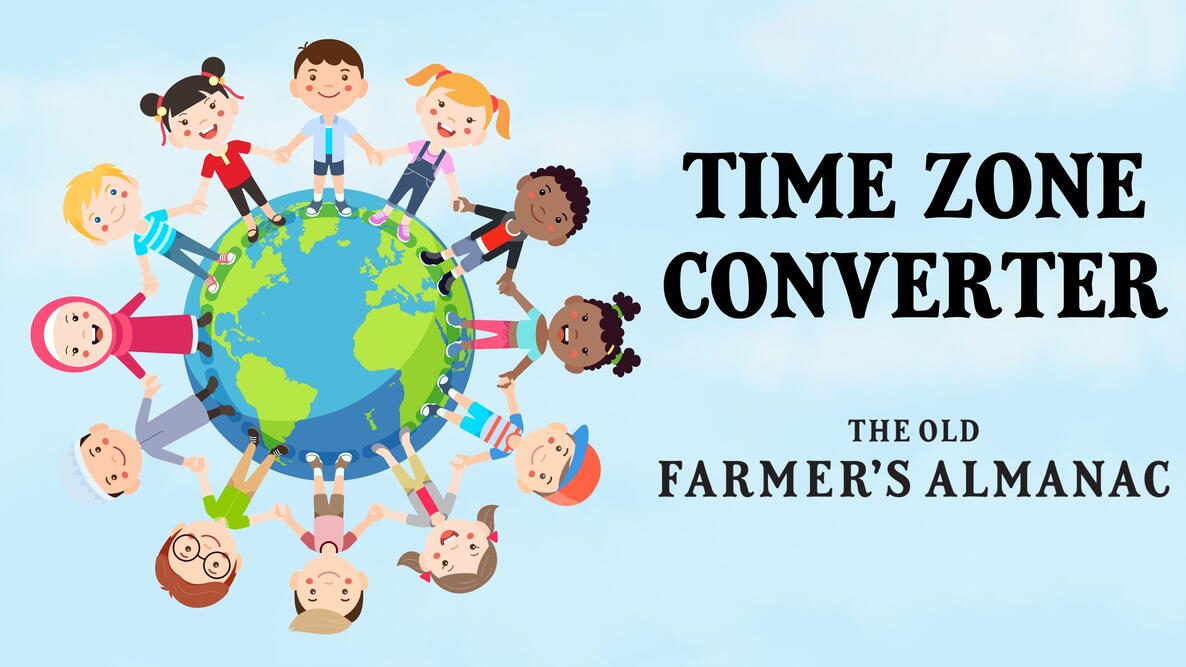 time zone converter, children of different ethnicities holding hands around the globe