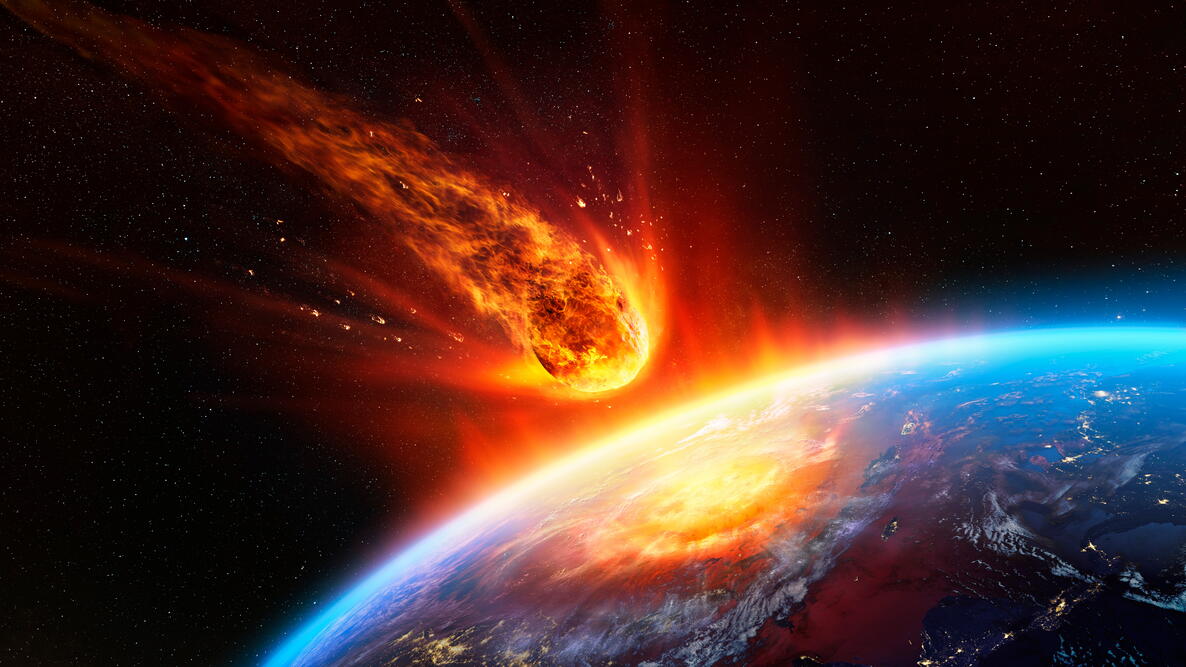 Giant asteroid is approaching the earth.