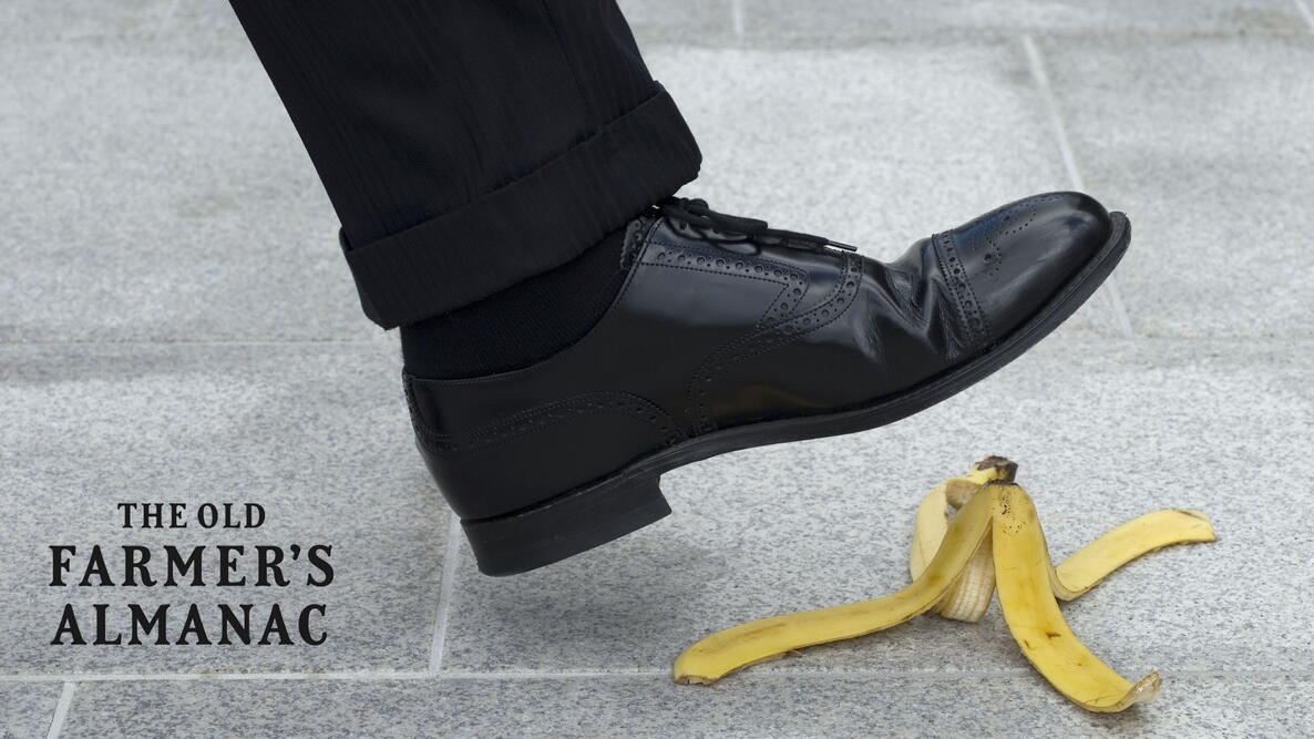 man slipping on a banana
