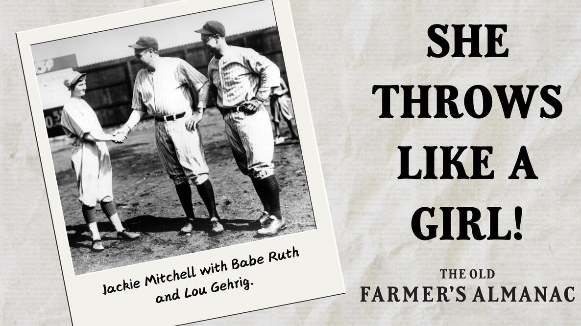 Jackie Mitchell with Babe Ruth and Lou Gehrig