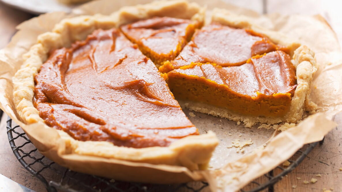 Pumpkin pie with maple syrup and spices