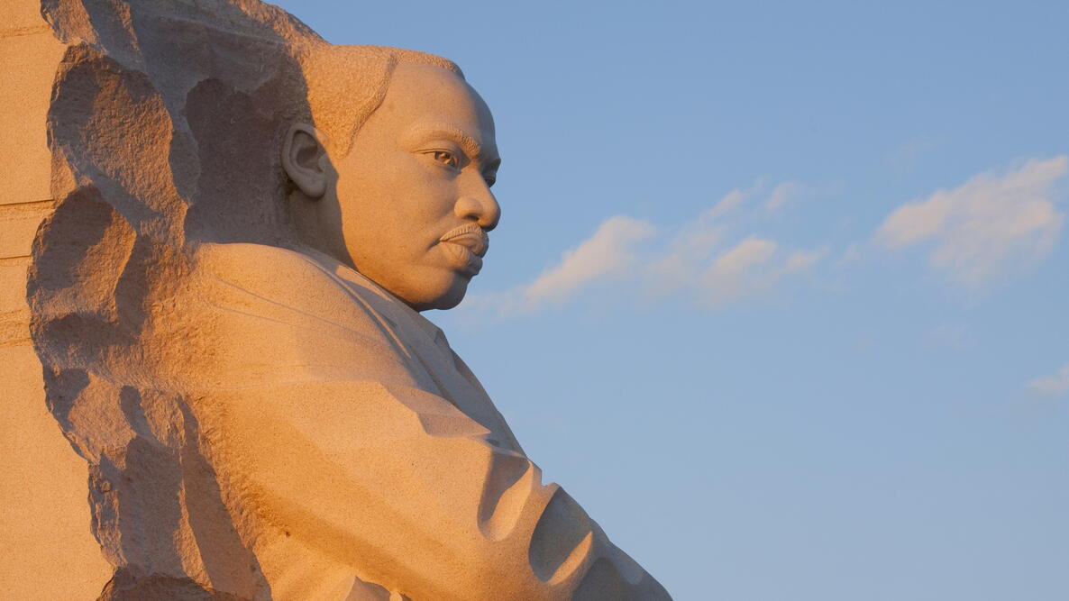 Side view of Martin Luther King Jr. statue 