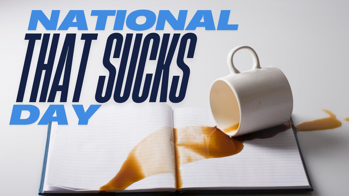 National that sucks day, spilling coffee on a book