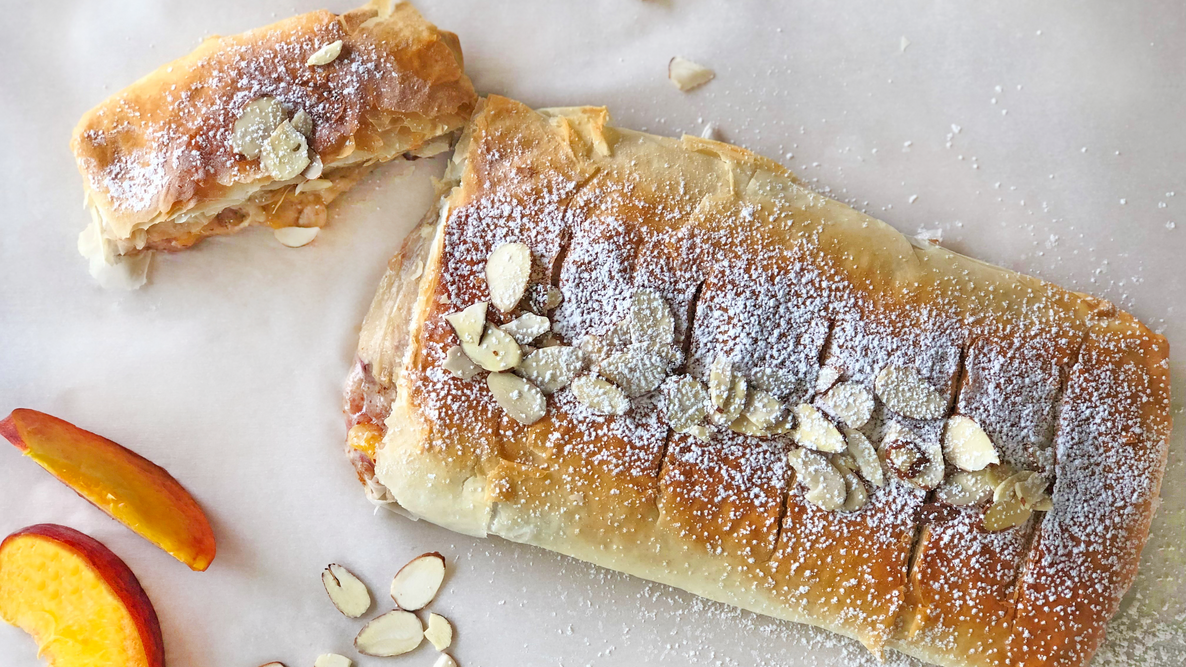 peach almond strudel