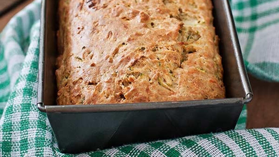 recipe for rhubarb bread, bread in a bread pan 