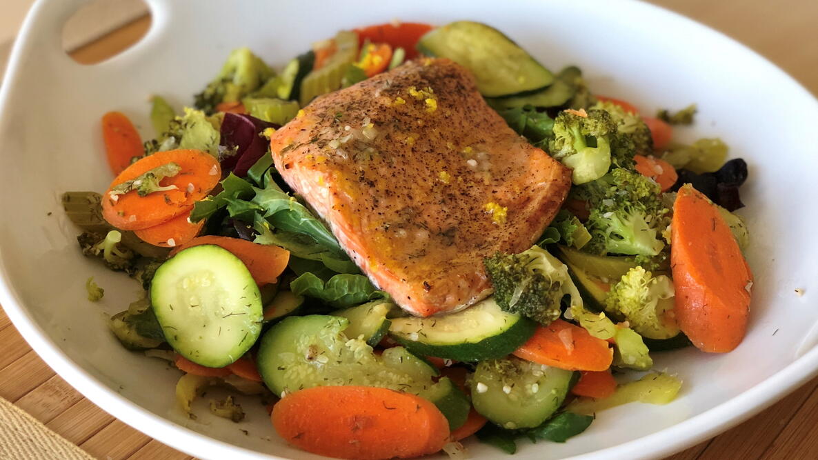 Marinated Vegetable Salad With Salmon