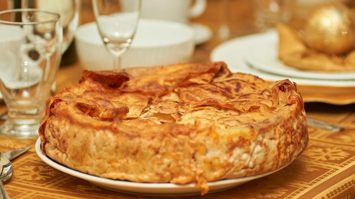 Timballo typical Italian food based on secret family recipe handed down by generations from Abruzzo Teramo region of Italy.